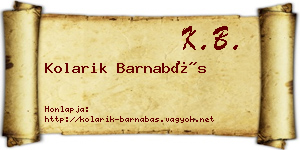 Kolarik Barnabás névjegykártya